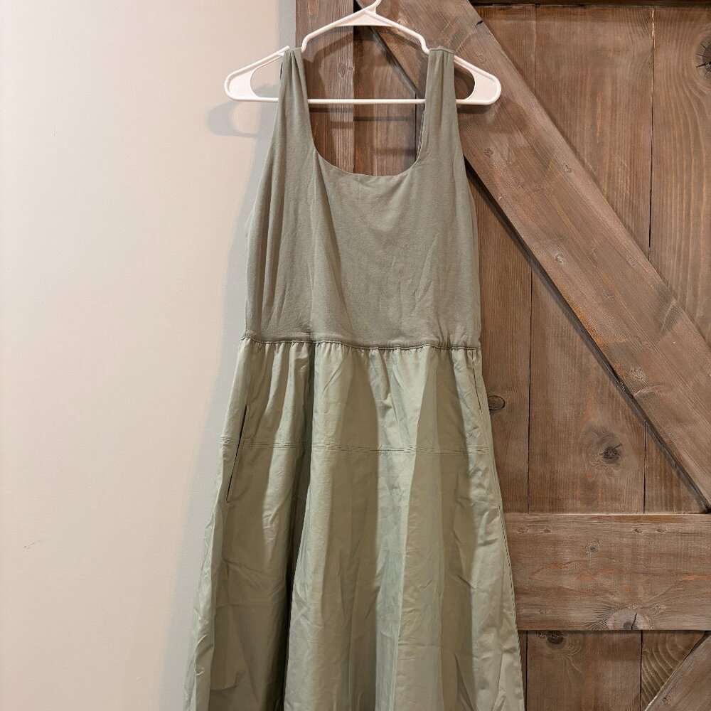 Everlane Sage Green Tank Dress – Cotton Poplin Skirt – Size L